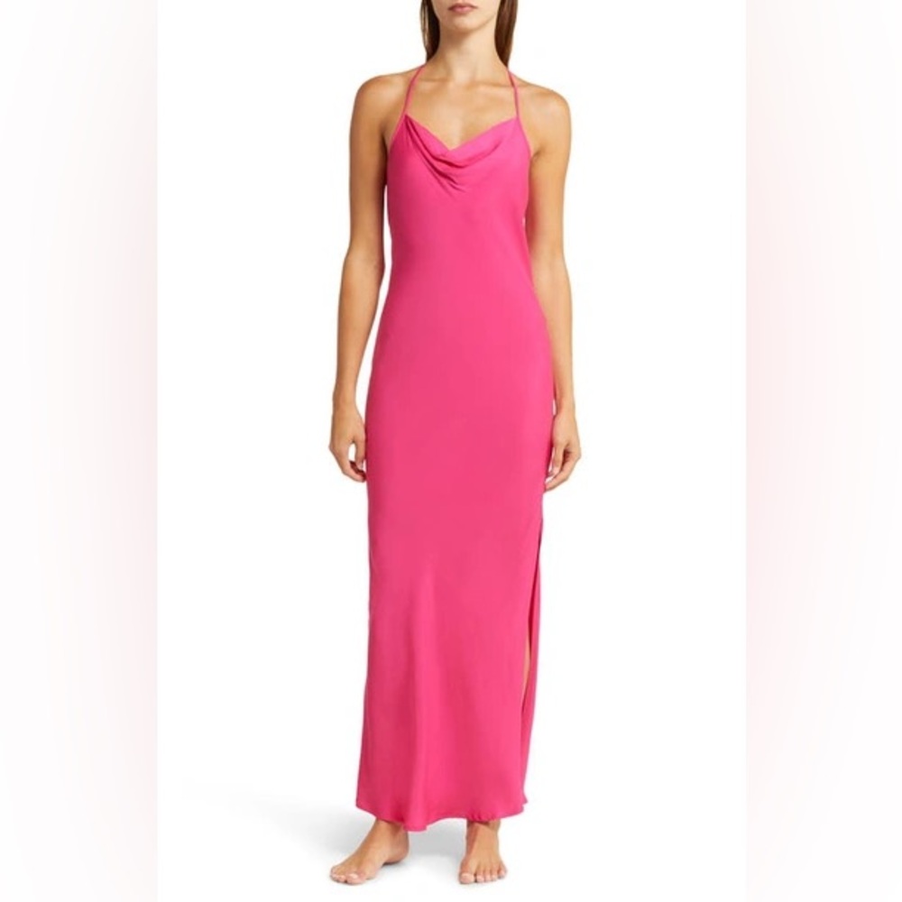 Pink Cowl Back Satin Nightgown NWT
